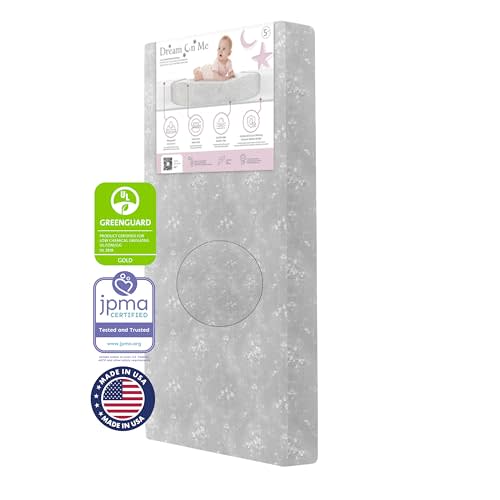Dream On Me Snooze Firm Fiber Baby Crib Mattress in Grey, Greenguard Gold and JPMA Certified, Fits All Standard Cribs and Toddler Beds, Waterproof Sleep Surface & Machine Washable Cover
