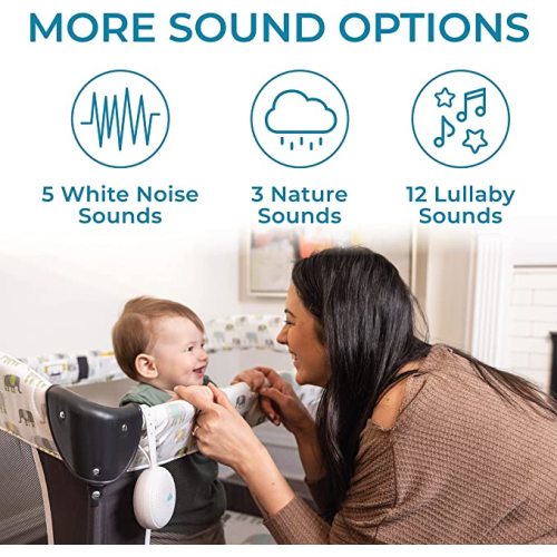 Yogasleep Hushh+ Portable White Noise Machine for Baby, 20 Soothing Natural Sounds, Wireless Charging & Speaker, Compact Size, Noise Canceling for Better Sleep, Privacy & Nursery Must Have