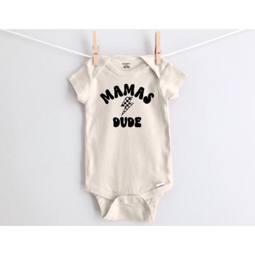 Mamas Dude ONESIE® with checkered lightning bolt