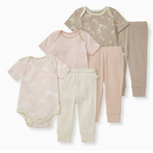 Whimsical Floral Organic Short Sleeve Bodysuit & Pant Set 3 Pack – Burt's Bees Baby
