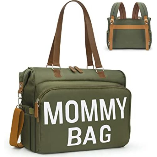 Diaper Bag Tote, Mommy Bag for Hospital with 14 Pockets, Diaper Bag Backpack, Diaper Tote Bag for Labor & Delivery, Large Waterproof Baby Travel Bag with 3 Insulated Pockets, Olive Green