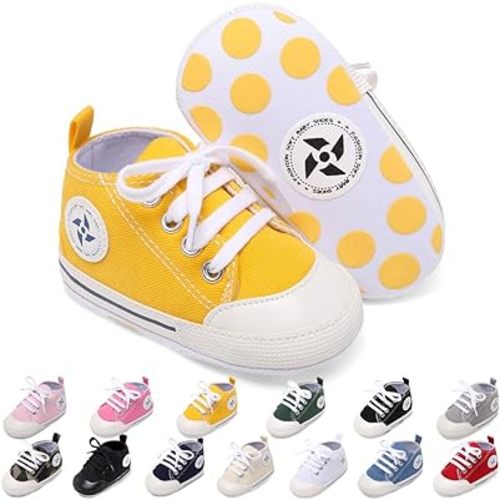 Baby Boys Girls Star High Top Sneaker Soft Anti-Slip Sole Newborn Infant First Walkers Canvas Denim Shoes