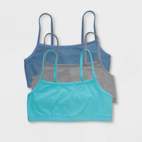Hanes Women's 3pk String Bralette HFA001, Color: Blue/Gray/Green, Size: XXL