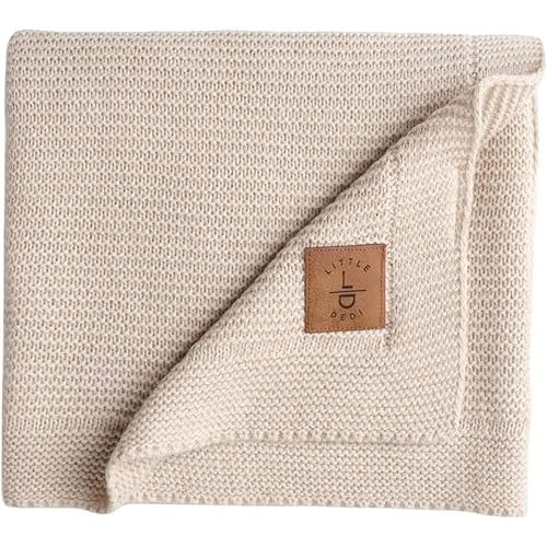 Little Dedi Soft Baby Knitted Blanket - Soft Toddler, Crib, Stroller Blanket - Neutral Swaddle and Receiving Blanket for Newborns, 30 x 40 in, Stone