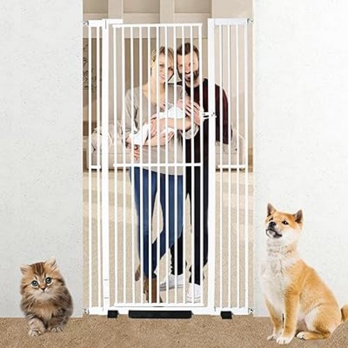 71 inch Extra Tall Pet Gate Baby Gate, Extra Wide Adjustable 29.92"-43", Pressure Mounted Walk Through Swing Safety Cat Gates for Stairs, Doorways, Kitchen, House
