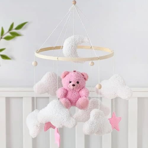 Baby Mobile for Crib, Baby Crib Mobile for Boys Girls, Baby Mobile for Bassinet,Cute Bear Nursery Mobile, Nursery Decor Theme for Infant Bedroom Hanging (Bear)