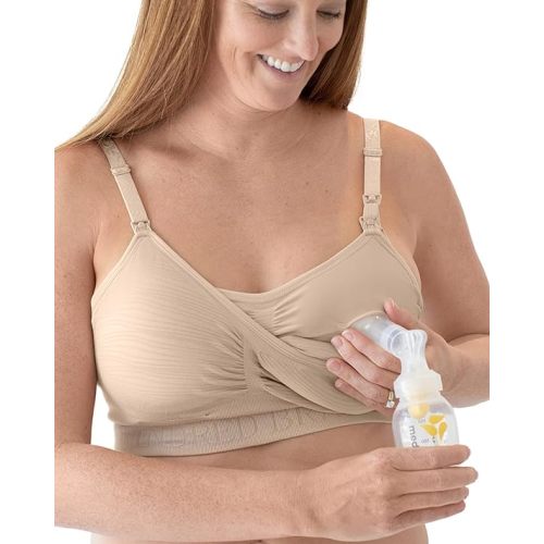 Kindred Bravely Sublime Hands Free Pumping Bra | Patented All-in-One Pumping & Nursing Bra with EasyClip - Medium - Beige