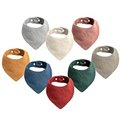 Amazon.com: Muslin Baby Bandana Drool Bibs 8 Pack, 100% Muslin Cotton Unisex Bibs for Newborns and Toddlers, Absorbent Bandana Bibs for Baby Boys and Girls : Baby