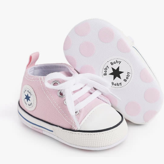 Unisex Baby Girls Boys Canvas High-top Shoes, Newborn Infant Anti-Slip Soft Sole Frist Walking Breathable Sneakers