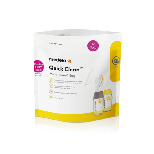 Medela Quick Clean Micro-Steam Bags for Bottles and Breast Pump Parts | 12 CT