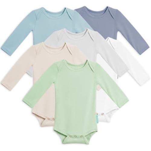 PurComfy Supersoft Bamboo Viscose Long Sleeve Baby Bodysuits, Unisex Baby