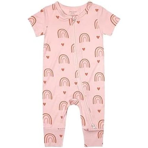 Teach Leanbh Toddler Unisex Baby Bamboo Viscose Pajamas 2 Way Zipper Short Sleeve Footless Romper Jumpsuit Sleep and Play
