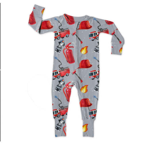 Firefighting Dalmatian, Bamboo Zipper Footie