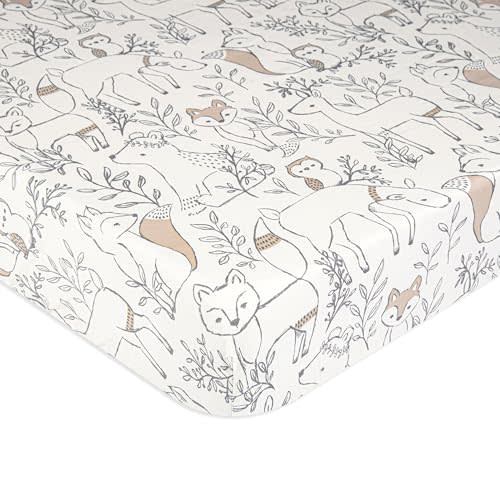 Crane Baby Crib Sheet, Woodland Animal Crib Sheets & Toddler Sheets, 100% Cotton Crib Sheets for Standard Crib Mattress, 28"x 52", Breathable Crib Sheets, Fitted Crib Sheets for Boys and Girls