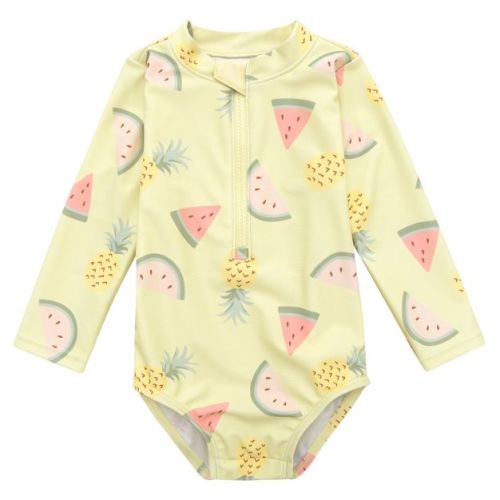 Gerber Baby Girls' and Toddler Long Sleeve One Piece Rashguard Swimsuit - Fruit - 0-3 Months