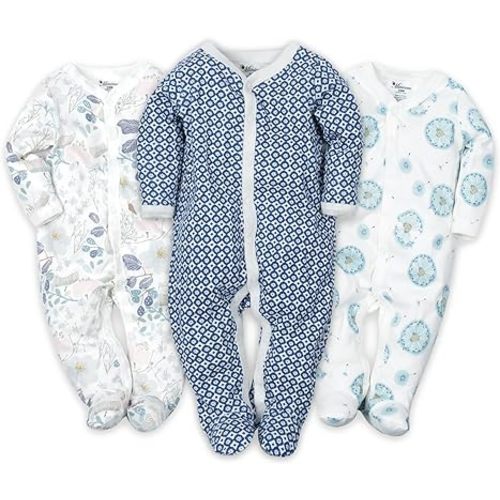 Baby Boys Girls Cotton Footies Multi Pack Long Sleeve Baby Footed One-Piece Jumpsuit Multi Pack