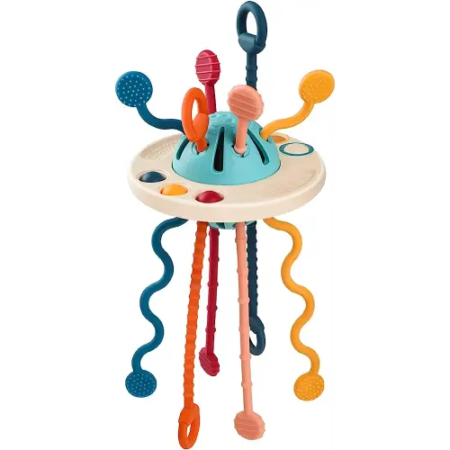 Baby Montessori Toys for 6-12 12-18 Months, Food Grade Silicone Pull String Toys for 1 Year Old, Travel Toys Sensory Toys for Toddlers, Gift for Boys & Girls 8 9 10 Months
