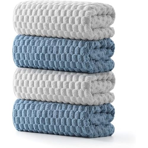 REDKISS Microfiber Bath Towels of 4-27x55 Inches Bath Towel Large, Highly Absorbent Towels for Bathroom, Quick Drying, Super Soft, Lint Free Fluffy Shower Towel for Gym, SPA, Ideal Everyday Use