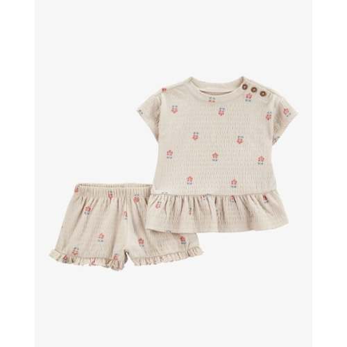 Baby 2-Piece Flower Print Peplum Top & Short Set - Carter's | Carter's