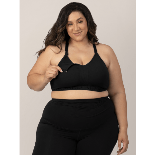 Sublime® Hands-Free Pumping & Nursing Sports Bra | Black, Busty XL