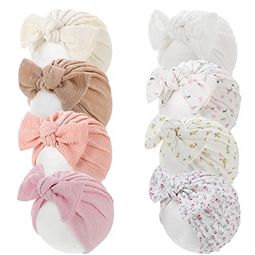 Yili Maizi Baby Girl Hat with Disc Flower Newborn Infant Toddlers Beanies Caps Hats Baby Kids Knotted Turbans Headband Cap…