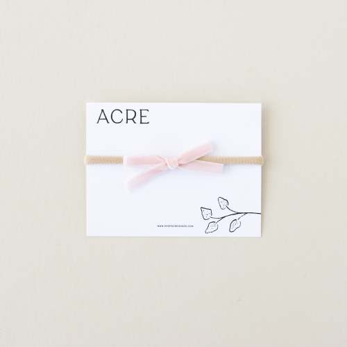 Velvet infant bow // Baby Pink