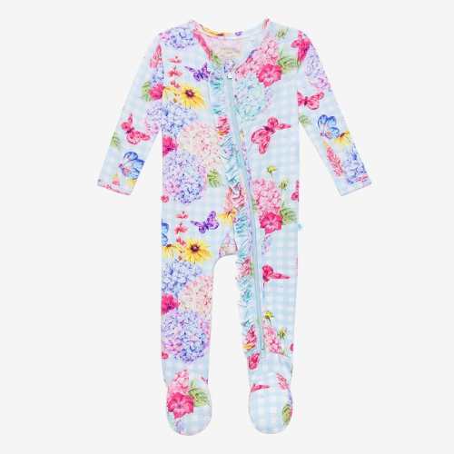 Nicolette Footie Ruffled Zippered One Piece