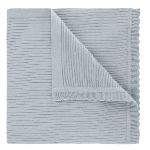 Scalloped Trim Ribbed Knit Blanket
