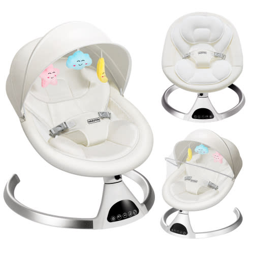 HARPPA Electric Baby Swing, Bluetooth Speaker, Remote Control, White