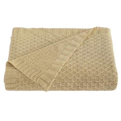 NTBAY Cooling Baby Blanket - Cable Knit Toddler Blanket - Rayon Derived from Bamboo, Soft and Breathable 30x40 Blanket, 30x40 Inches, Khaki
