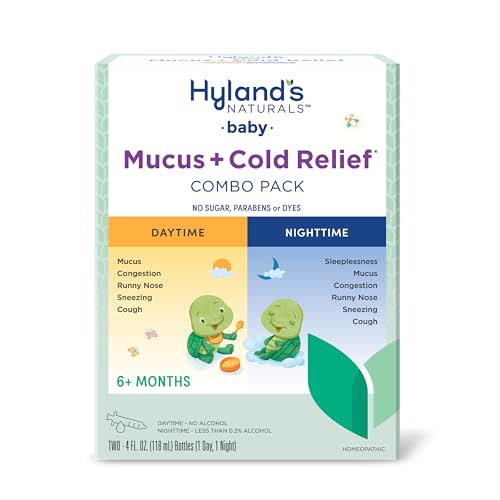 Hyland's Baby Mucus and Cold Relief, Day & Night Value Pack, Infant And Baby Cold Medicine, Decongestant And Cough Relief, 8 Fl Oz