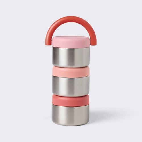 5 fl oz 3pc Stacking Snacker Food Storage Cups - Pink - Cloud Island™
