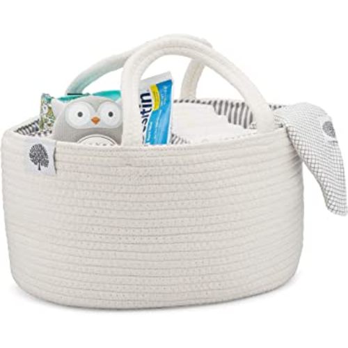 Amazon.com: Parker Baby Rope Diaper Caddy Organizer - Nursery Storage Bin and Car Organizer for Diapers and Baby Wipes - Diaper Organizer for Baby Essentials - White : Baby