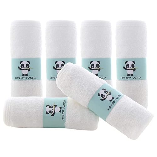 Bamboo Baby Washcloths - 2 Layer Soft Absorbent Bamboo Towel - Newborn Bath Face Towel - Natural Baby Wipes for Delicate Skin - Baby Registry as Shower(6 Pack) - White
