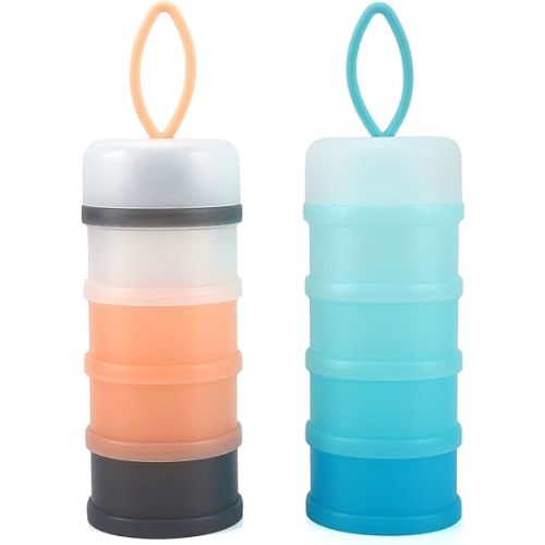 Accmor Baby Formula Dispenser On The Go, Stackable Formula Dispenser for Travel Formula Container to Go, Non-Spill Milk Powder Baby Kids Snack Storage Container, BPA Free, 2 Packs