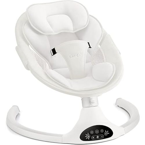 LAREX Baby Swing for Infants | Electric Swing for Babies,Portable Swing for Baby Boy Girl,Remote Control Indoor Baby Rocker with 5 Sway Speeds,1 Seat Positions