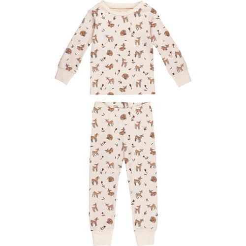 Doe-a-Deer Fitted Organic Cotton Two-Piece Pajamas, 12-18m (22-25 lbs)