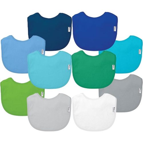 green sprouts Stay-dry Baby Bibs (10 pack) Waterproof protection, Adjustable hook-&-loop closure, Machine washable