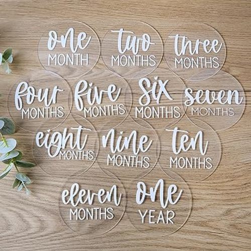 Acrylic Baby Milestone Discs for Baby Photos-13 PCS Clear Acrylic Baby Monthly Milestone Cards Baby Monthly Photo Prop Newborn Birth Announcement Sign Acrylic Circles Baby Monthly Milestone Marker