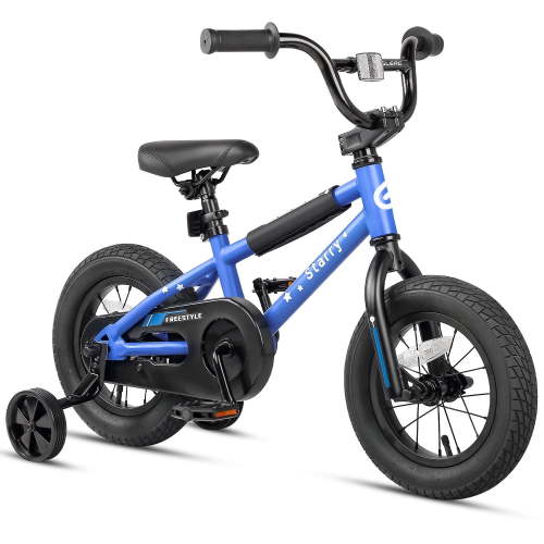 Glerc 12 Inch Little Kids Bike BMX Style Bicycle with Training Wheels Coaster Brake for 2 3 4 Years Old Boys Girls, Blue