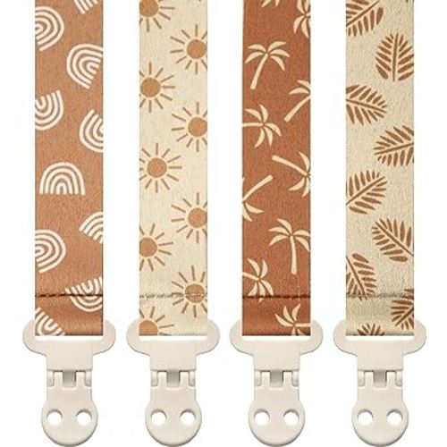 Baby Pacifier Clip Leash Soothie Holder Unisex for Girl or Boy 4 Pack Gift Set Universal Fit