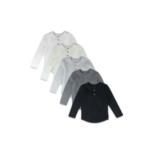 Unisex Long Sleeve Waffle Henley Shirt, Pack of 5 - Baby