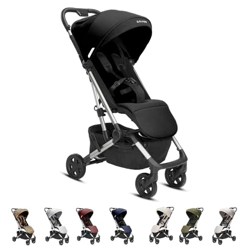 Colugo Compact Stroller - One Hand Fold Lightweight, Travel, Toddler, Airplane, Foldable Stroller with Rain Cover, Backpack and Cup Holder (Black)