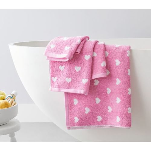 Bright Pink - Heart Kids Bath Towel | Pottery Barn Kids