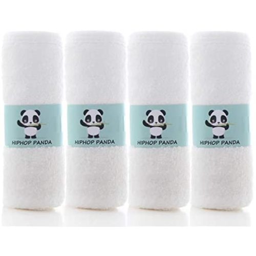Bamboo Burp Cloths - Thickening 2 Layer Ultra Absorbent Burping Cloth for Baby Boys and Girls, Newborn Essentials Towel - Milk Spit Up Rags - Burpy Bib for Unisex - White (4-Pack)