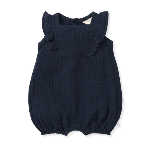 Dotted Muslin Organic Baby Girl Romper - 12M