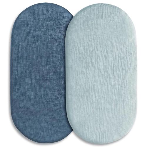 Amazon.com: Muslin Bassinet Fitted Sheets, 2 Pack for Baby Boy and Girl, Soft Breathable Stretchy Baby Pad/Mattress Sheet Set, Universal Fit for Hourglass Oval and Rectangle Bassinet Mattress (Bright Colors) : Baby