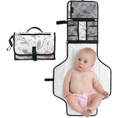 JumpOff Jo – Portable Changing Pad / Diaper Bag with Padded Changing Station, Easy Travel Changing Pad, Includes Handy Storage Pockets for Baby Necessities – Fairy Blossom