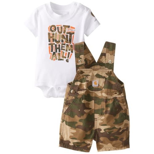 Carhartt Baby-Boys Infant Brown Camo Shortall Set