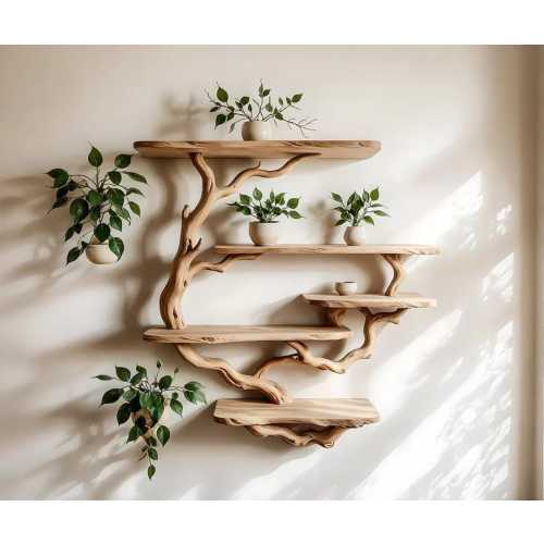 Handcrafted Wooden Floating Shelf for Plants & Decor